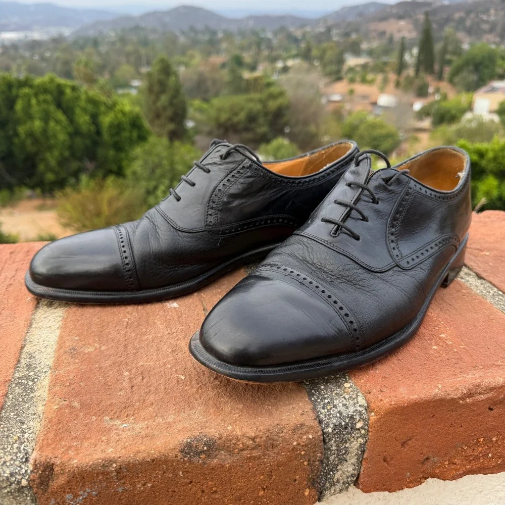 Mezlan Nicola Mens Black Leather Cap Toe Brogue Oxford Dress Shoes Size 10 Spain